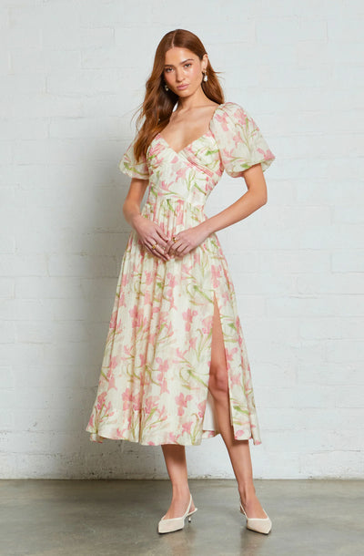 Sasilia Pink Cream Floral Dress