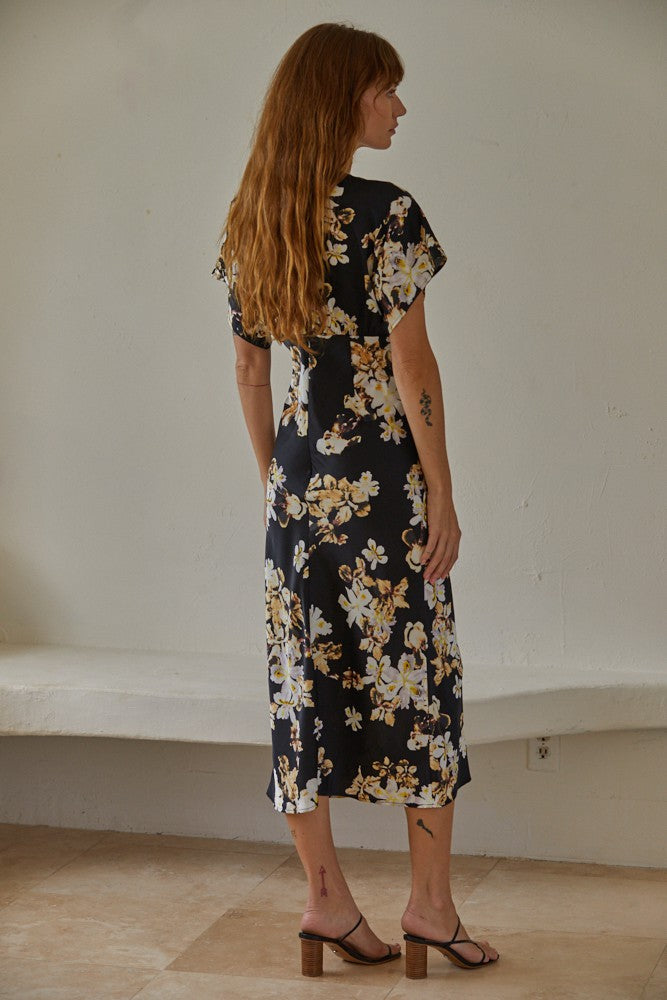 Terra Black Floral Midi Dress