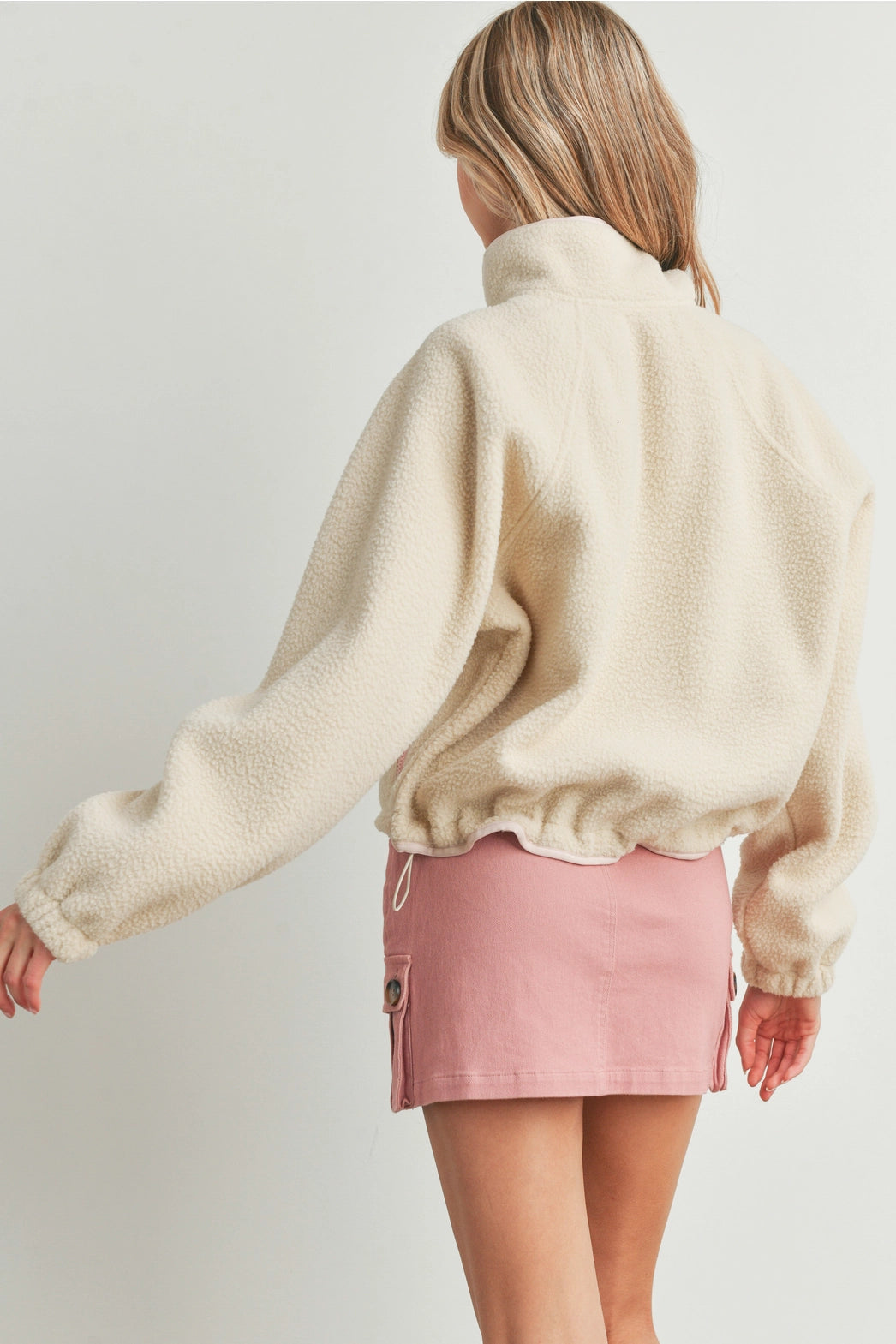 Orla Beige Fleece Pullover Jacket