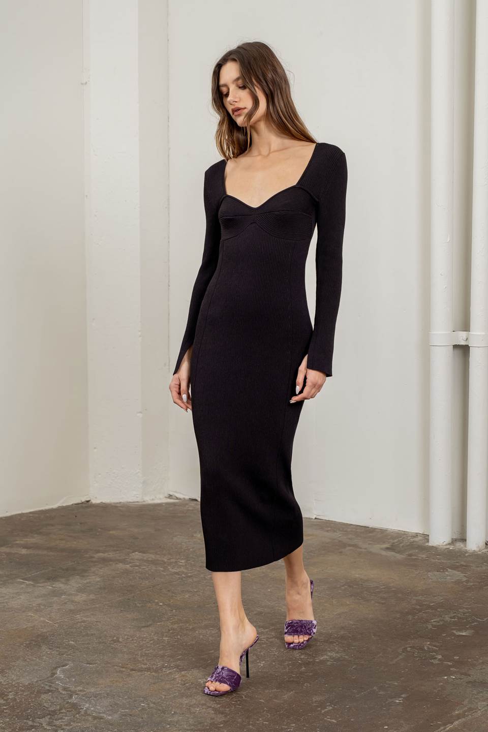 Irwin Black Ribbed Dress