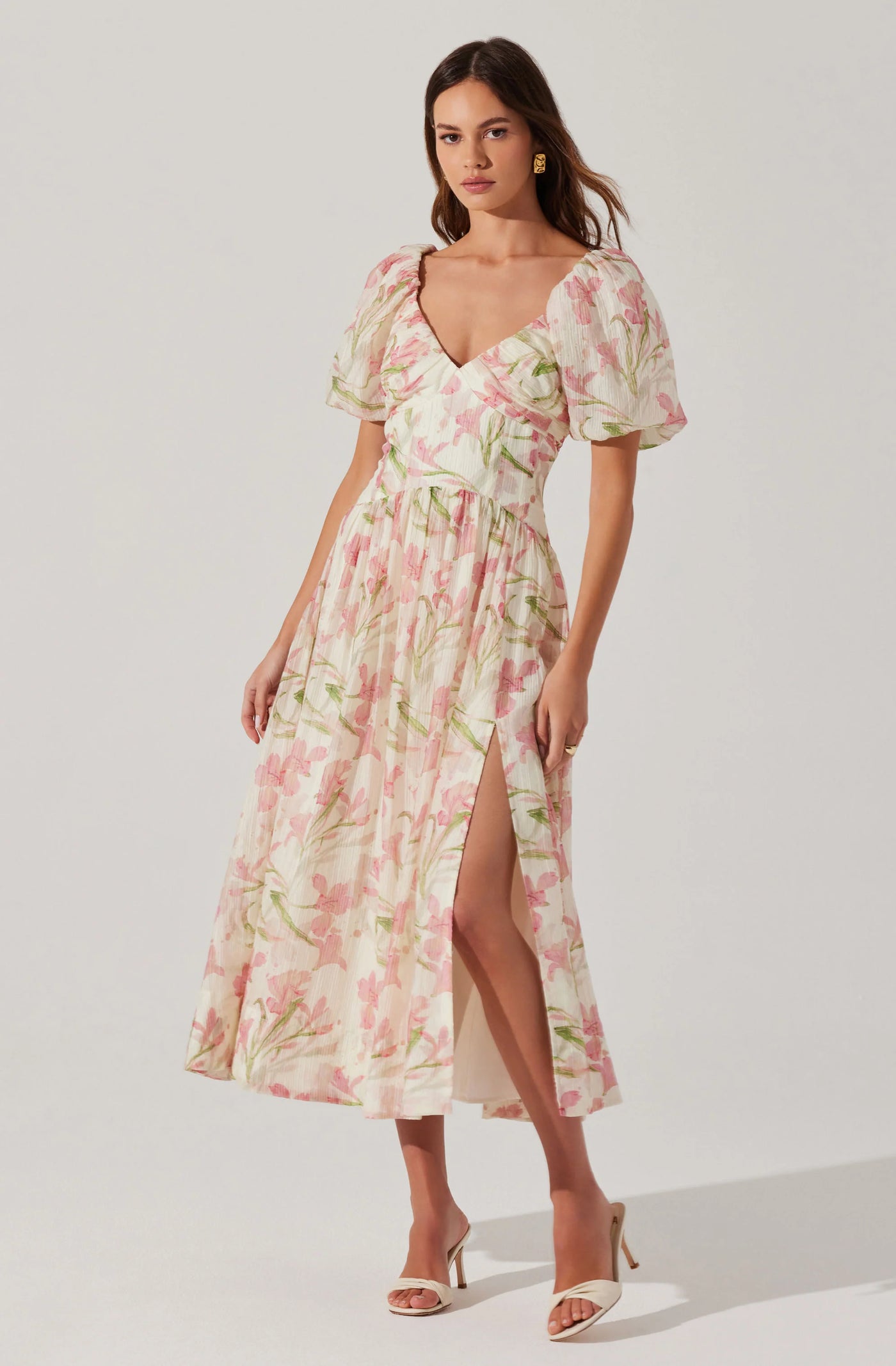 Sasilia Pink Cream Floral Dress