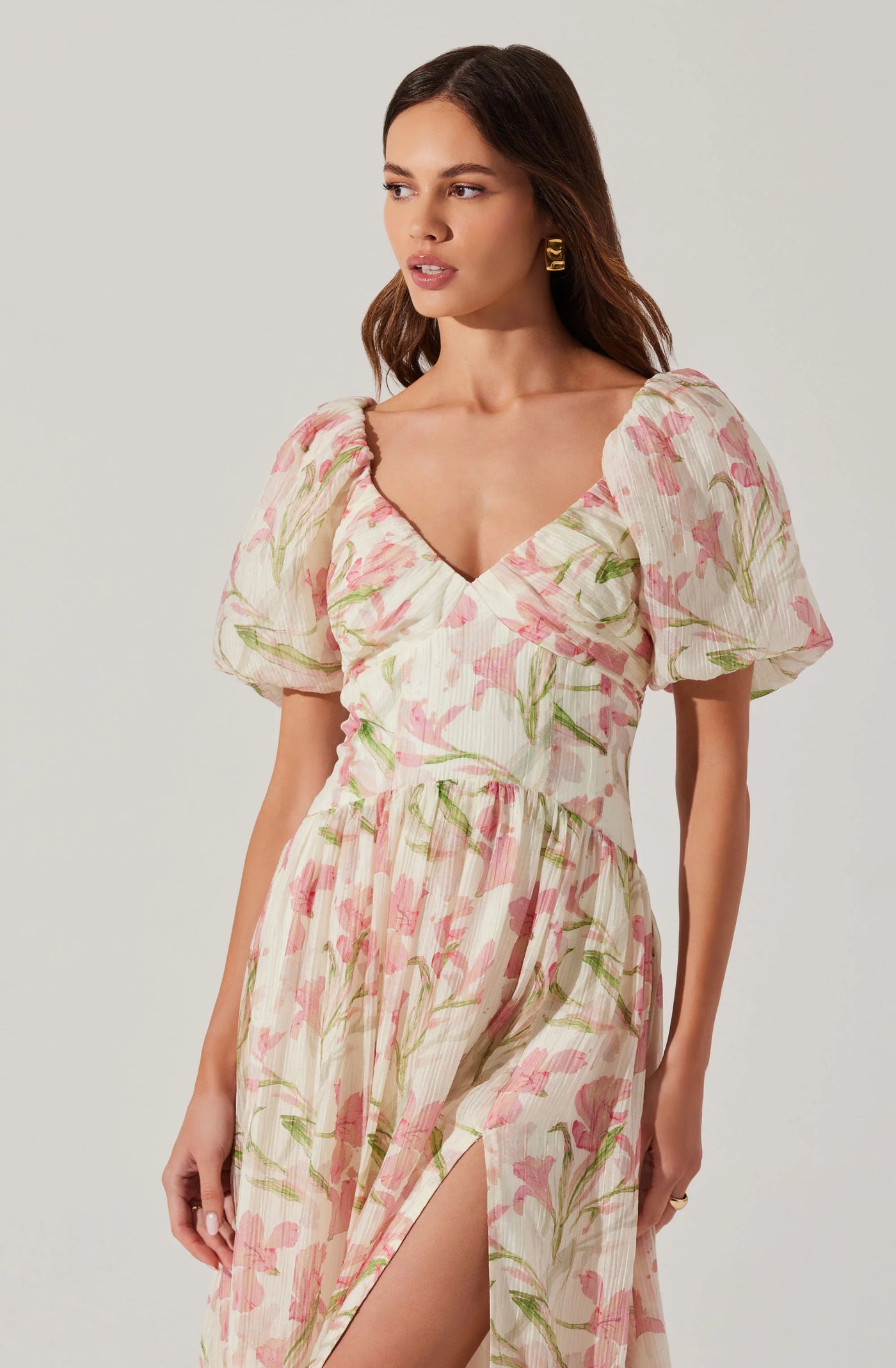 Sasilia Pink Cream Floral Dress