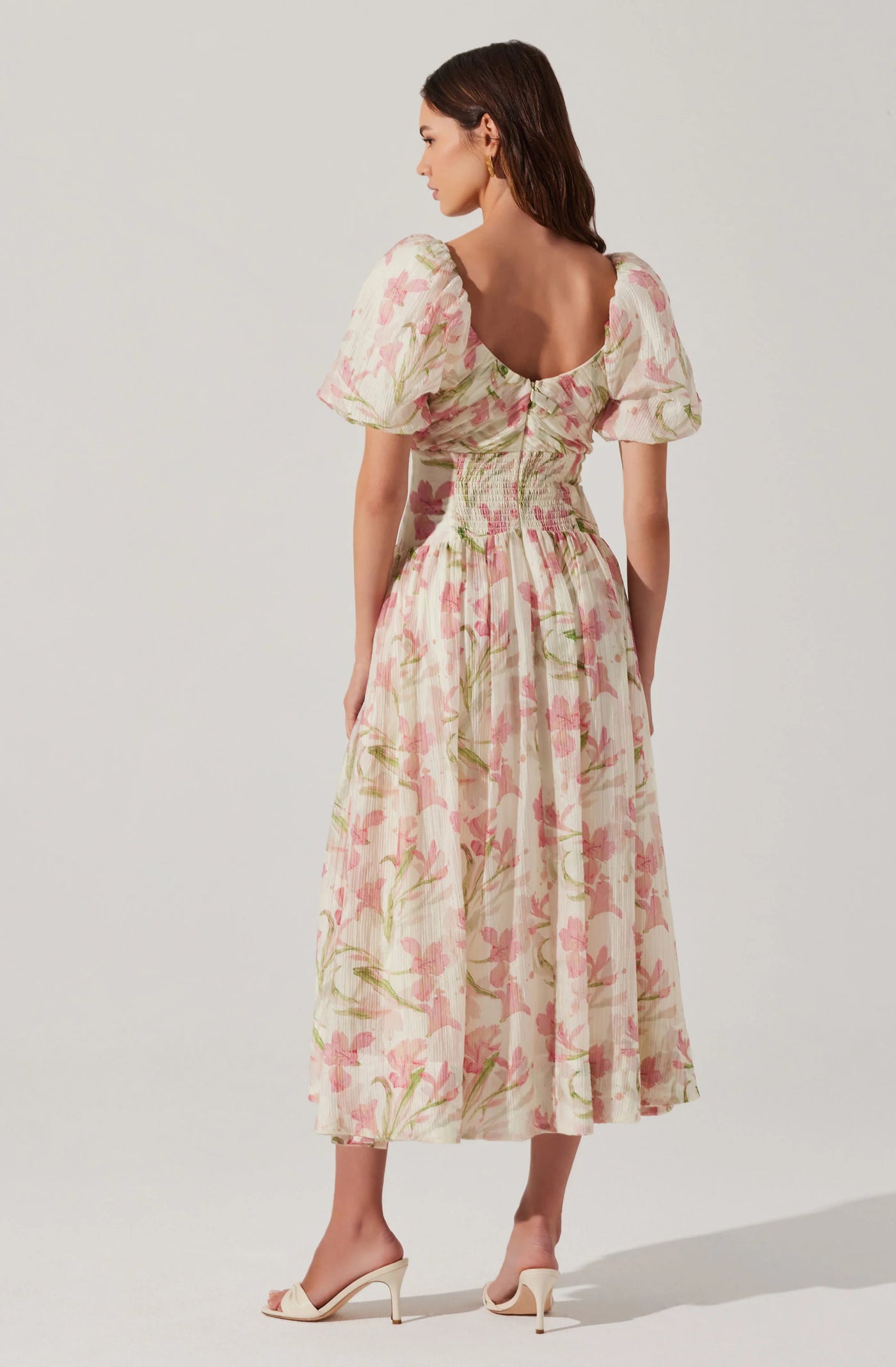 Sasilia Pink Cream Floral Dress