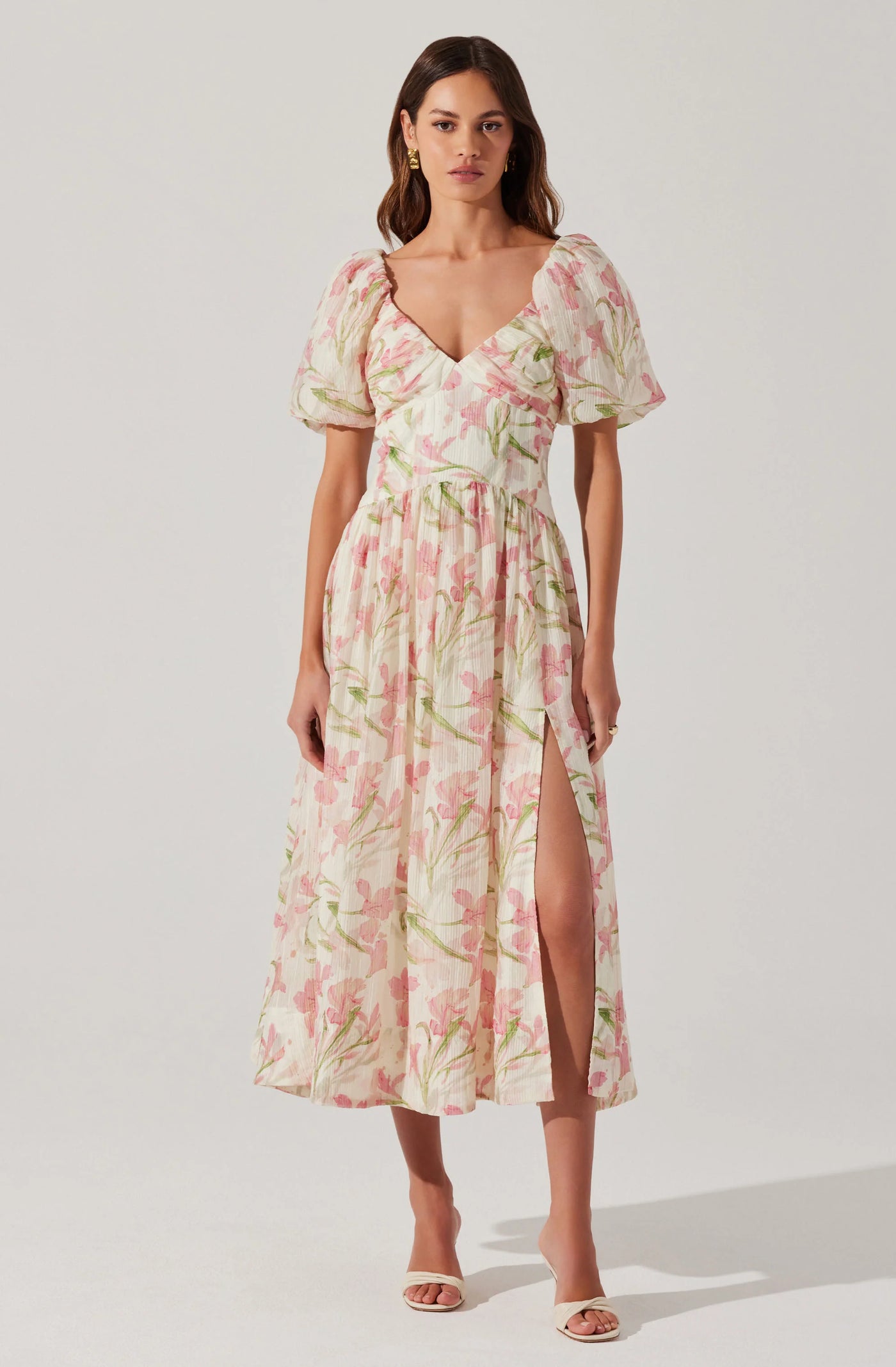 Sasilia Pink Cream Floral Dress