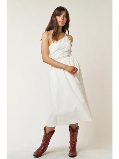 Joku White Tassel One Shoulder Dress