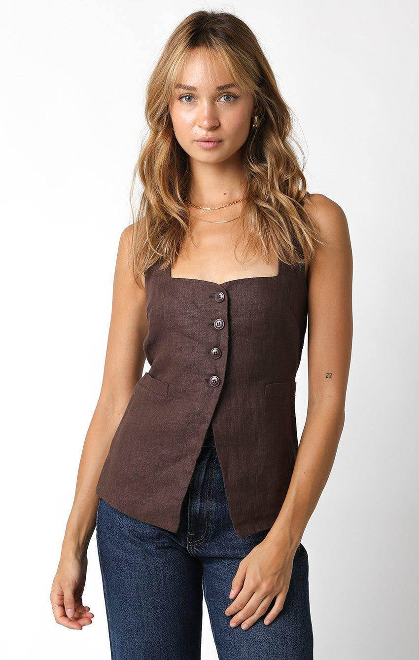 Blair Brown Linen Top