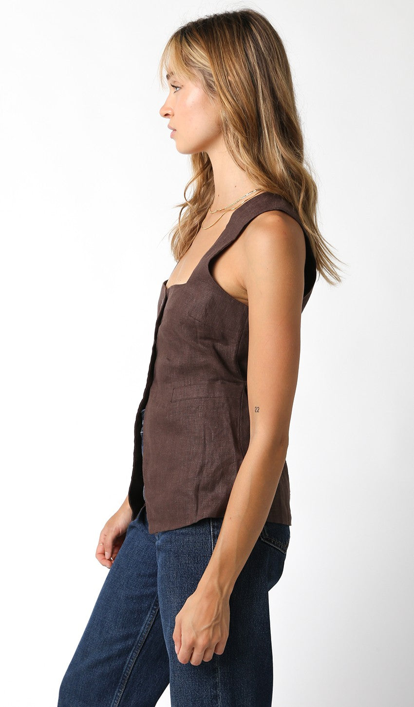 Blair Brown Linen Top