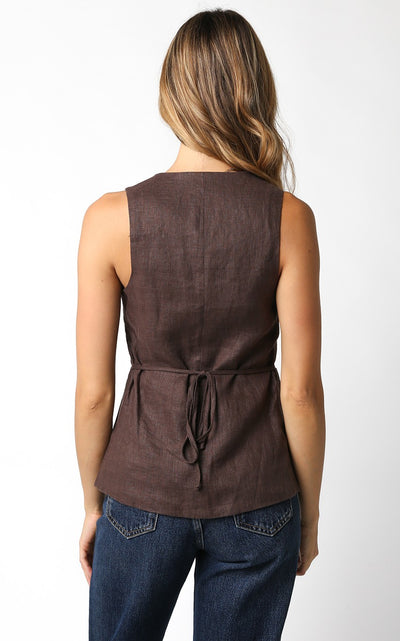 Blair Brown Linen Top