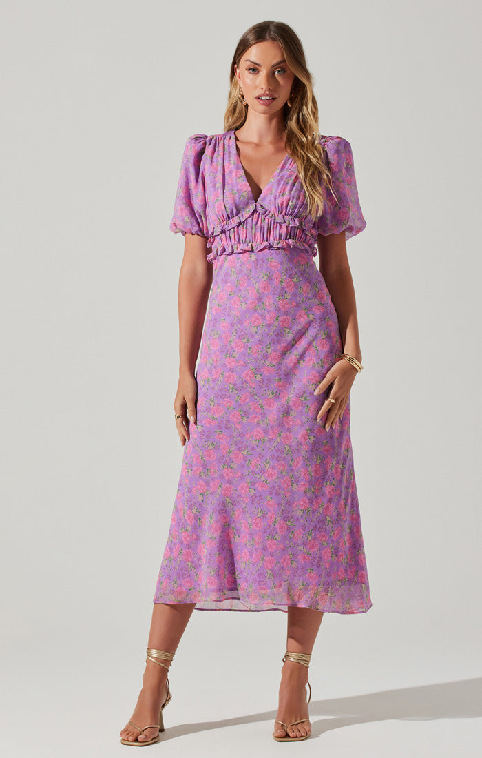 Esperanza Purple Pink Floral Dress