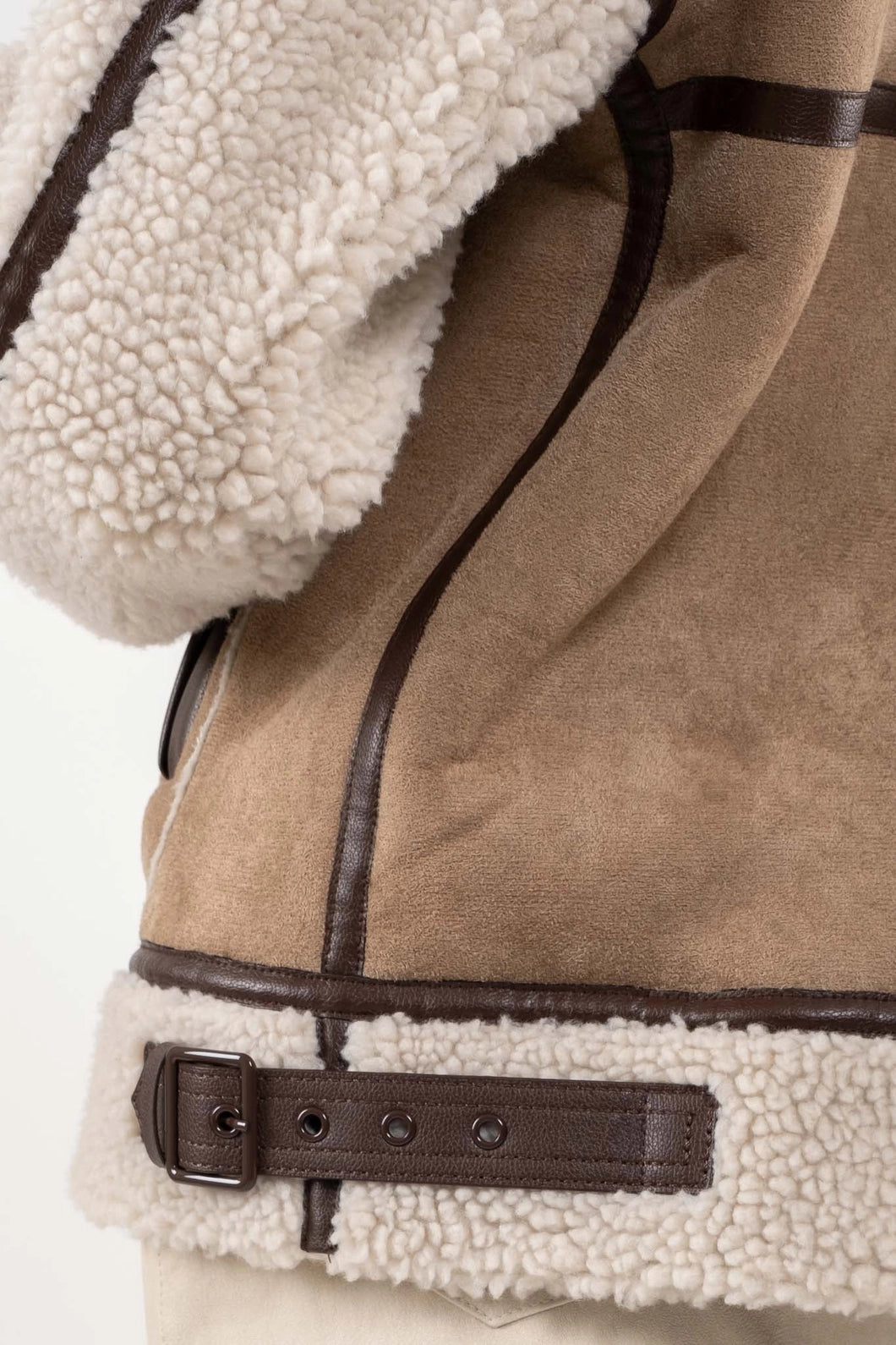 Belted Mustang Faux Shearling Jacket