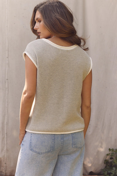 Nyx Grey Contrast Knitted Top