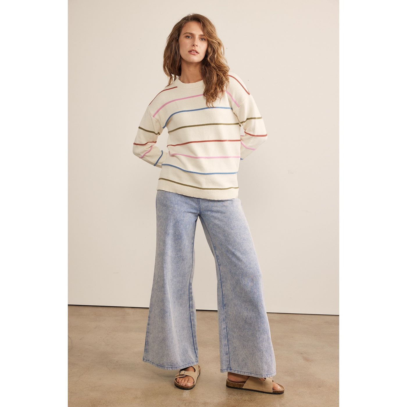 Vass Multi Color Stripe Pullover Sweater