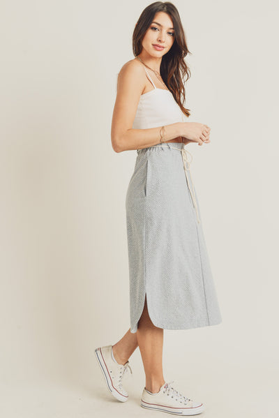 Wren Grey Ivory Stripe Midi Skirt