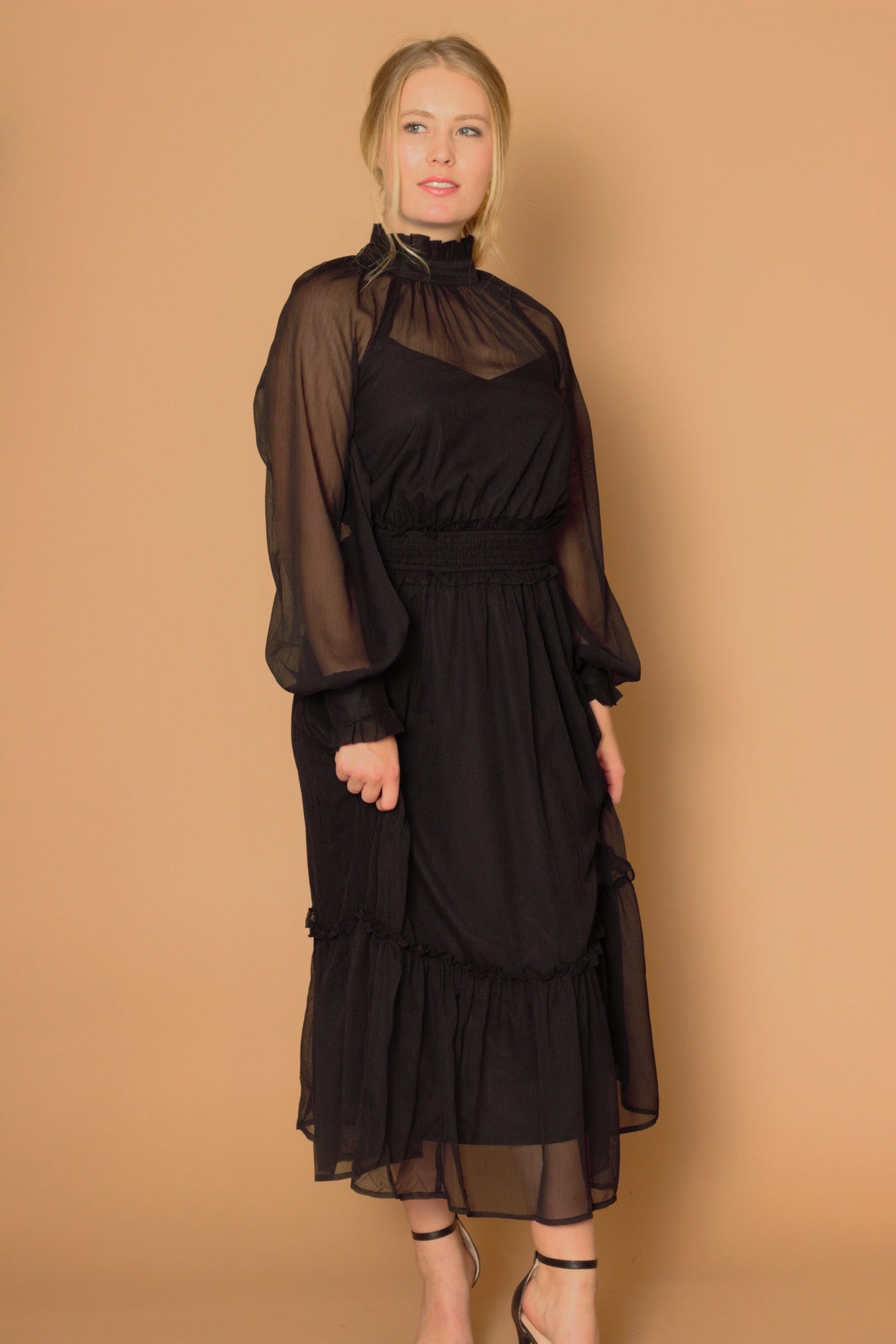 Xia Black Midi Dress